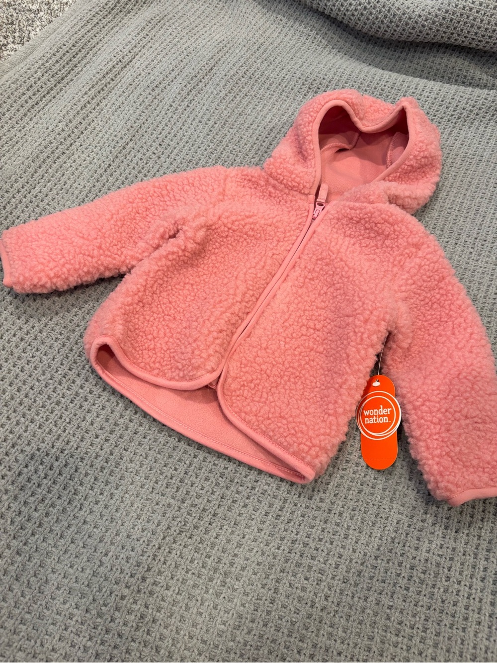 Wonder Nation Coral Pink Sherpa Hooded Jacket